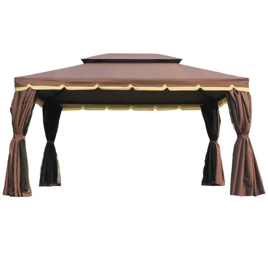 Outsunny 10’x13’ Steel Frame Double Top Gazebo Canopy w/ Mesh