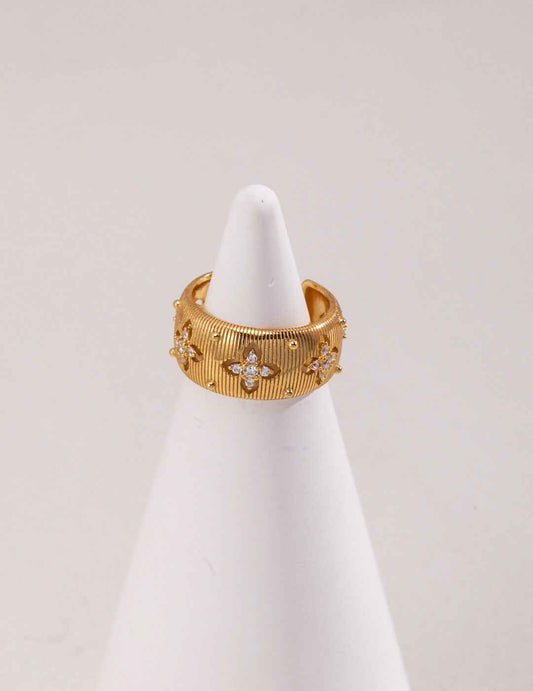 Adjustable Star Thick Band Cross Ring