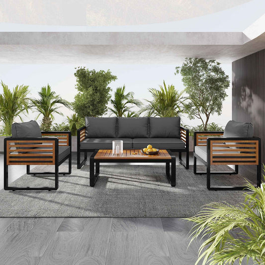 Large Size 4-pieces Outdoor Furniture sofa for 5 Person Conversation