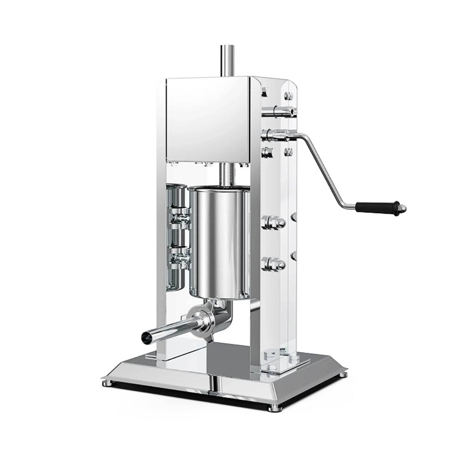 3L stainless steel manual vertical sausage stuffer with mounted base and ergonomic handle.
