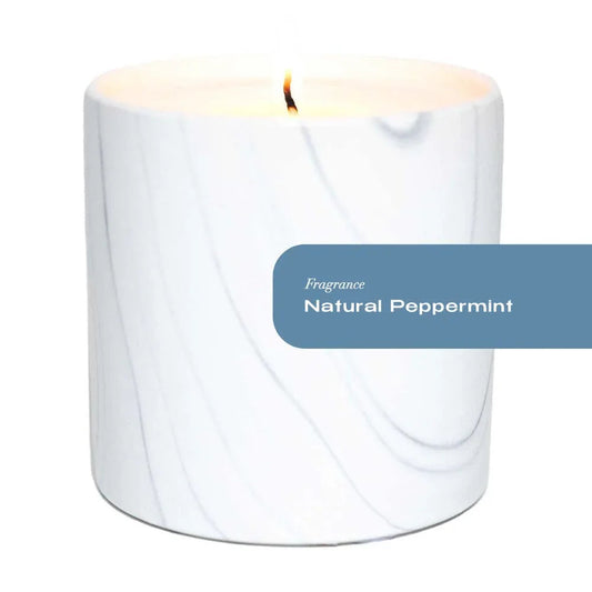 Natural Peppermint White Marble Candle 6oz