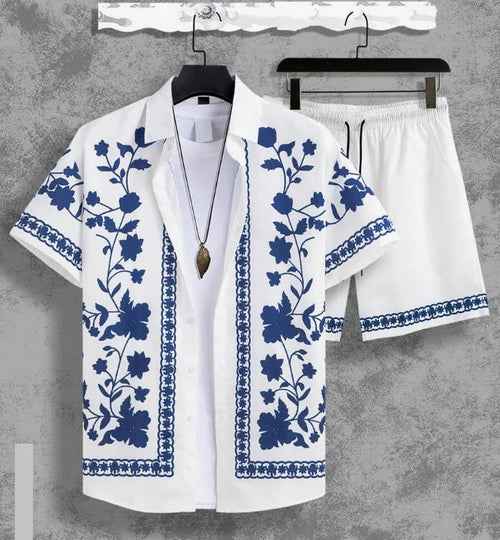 Hawaiian resort wear men beach shorts set