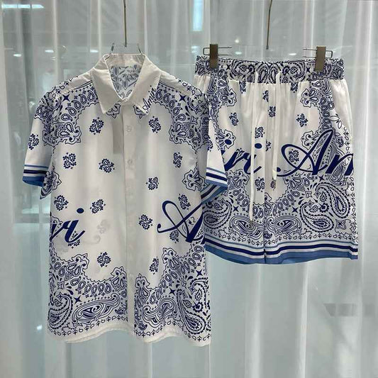 Men vacation casual beach shorts set