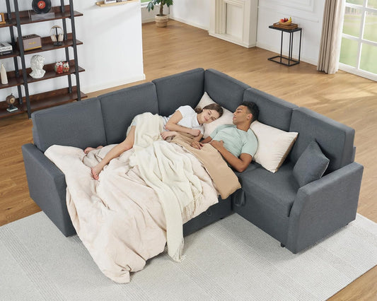 Oversized L Shaped Sleeper Sectional Sofa With Storage