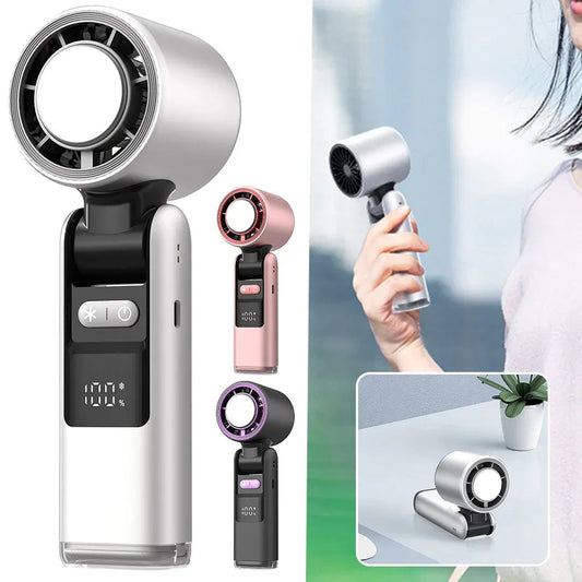 Ice Cool Turbo Mini Fan with Digital Display – USB Rechargeable &