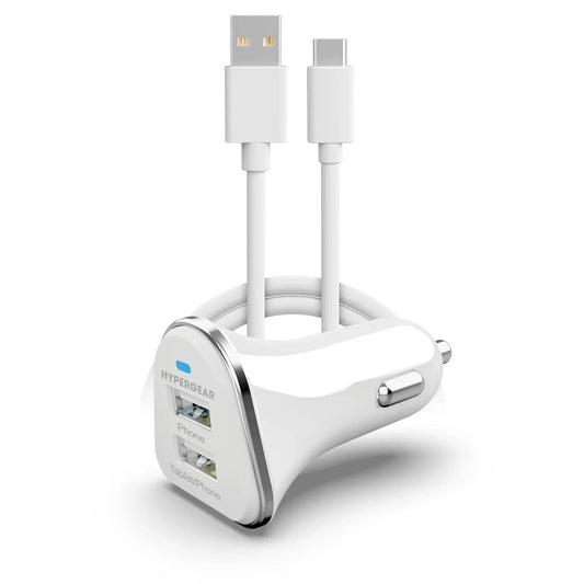 HyperGear Hi-Power Dual USB 3.4A Car Charger for iPhone 15 Androids