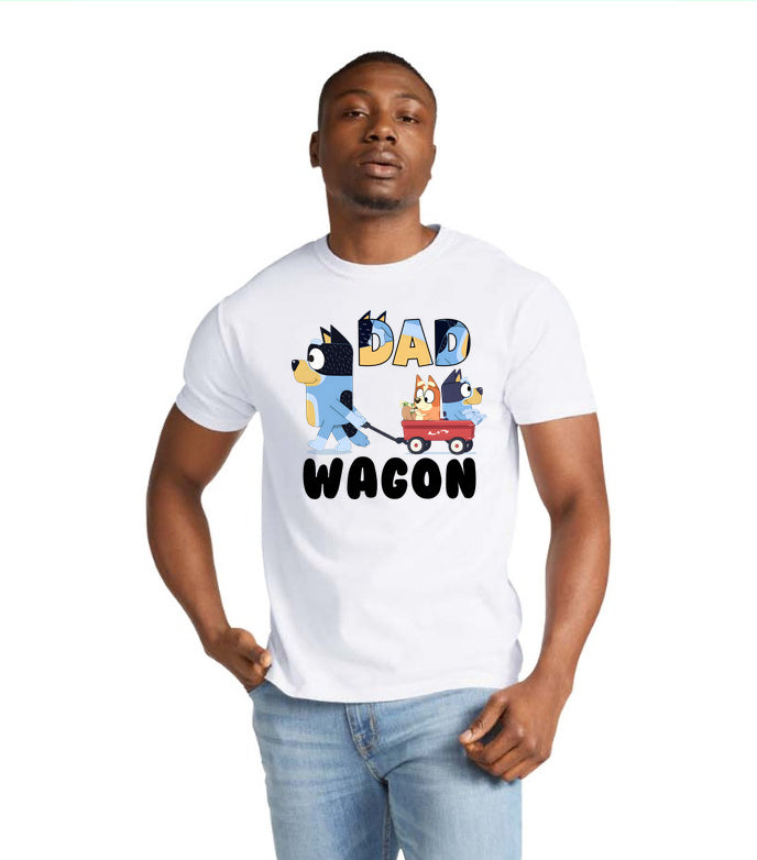 Artwork reference on a sample garment; selected model, color and print placement may differ · Dad Wagon Family | Tee, Sweatshirt & Hoodie