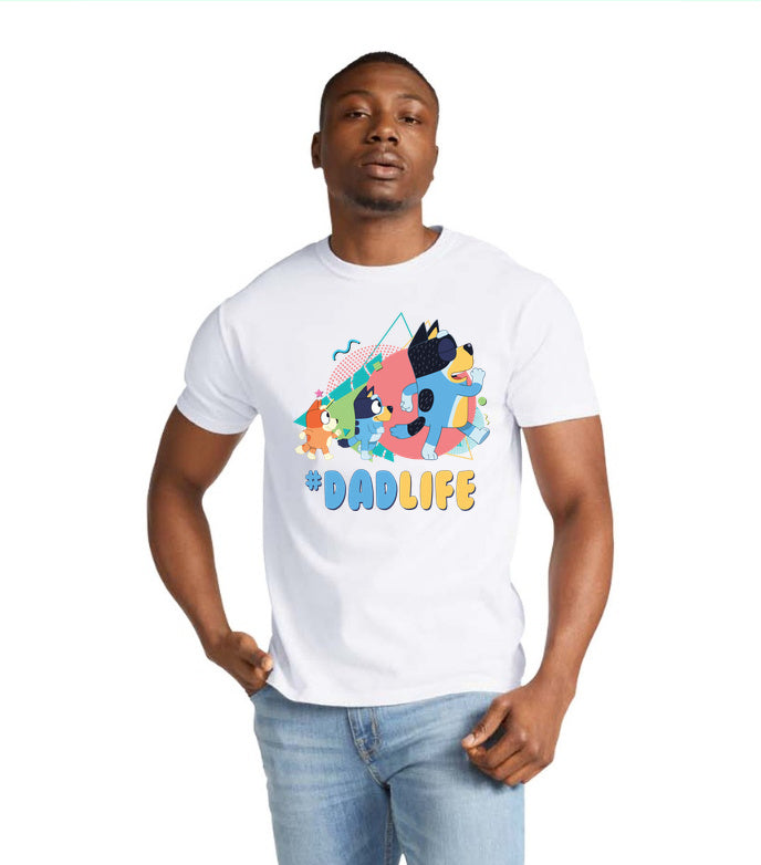 Artwork reference on a sample garment; selected model, color and print placement may differ · Dadlife Geometric Family | Tee, Sweatshirt & Hoodie