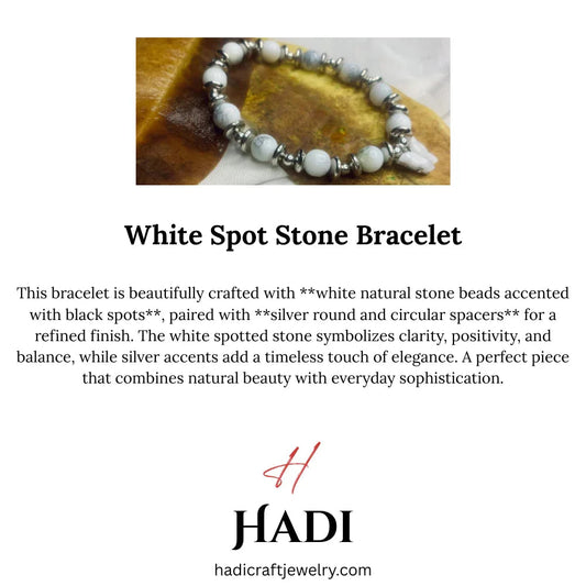 Jasper Bead Bracelet with Silver Spacers Stretch Bracelet for Women