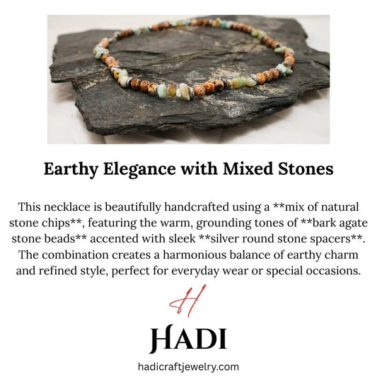 Necklace Natural Agate stone, Multi color Stone necklace