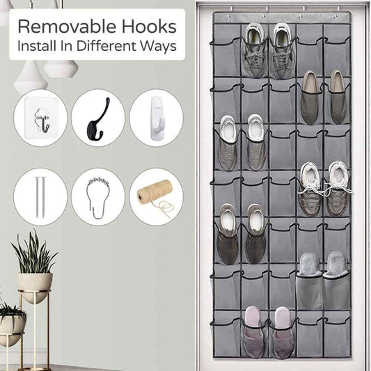 35 Pockets Over Door Hanging Shoe Storage Organizer Rack Holder Closet