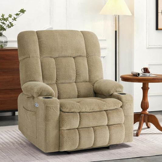 Large Dual Motor Power Lift Recliner Chair Massage Beige