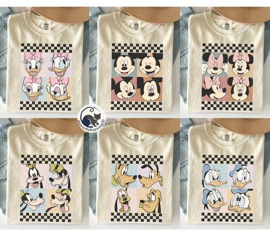 Retro Mickey and Friends Checkered — Comfort Colors Tee