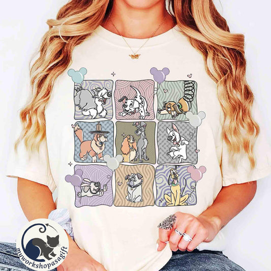 Retro Coquette Disney Dog Characters Group — Comfort Colors Tee