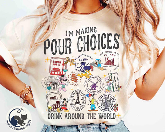 Mickey Friends Epcot Drink Around World — Gildan Hoodie