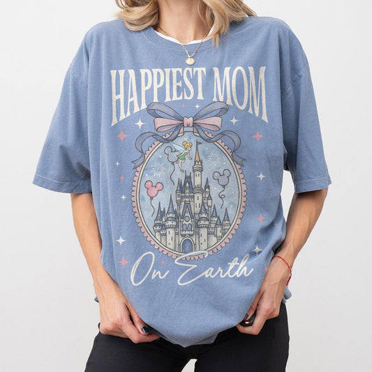 Retro Happiest Mom On Earth Shirt Disney Castle — Bella+Canvas Tee