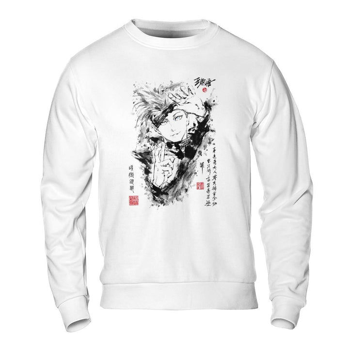 Gojo Anime Inkart — Gildan Sweatshirt · gildan 18000 · white · front