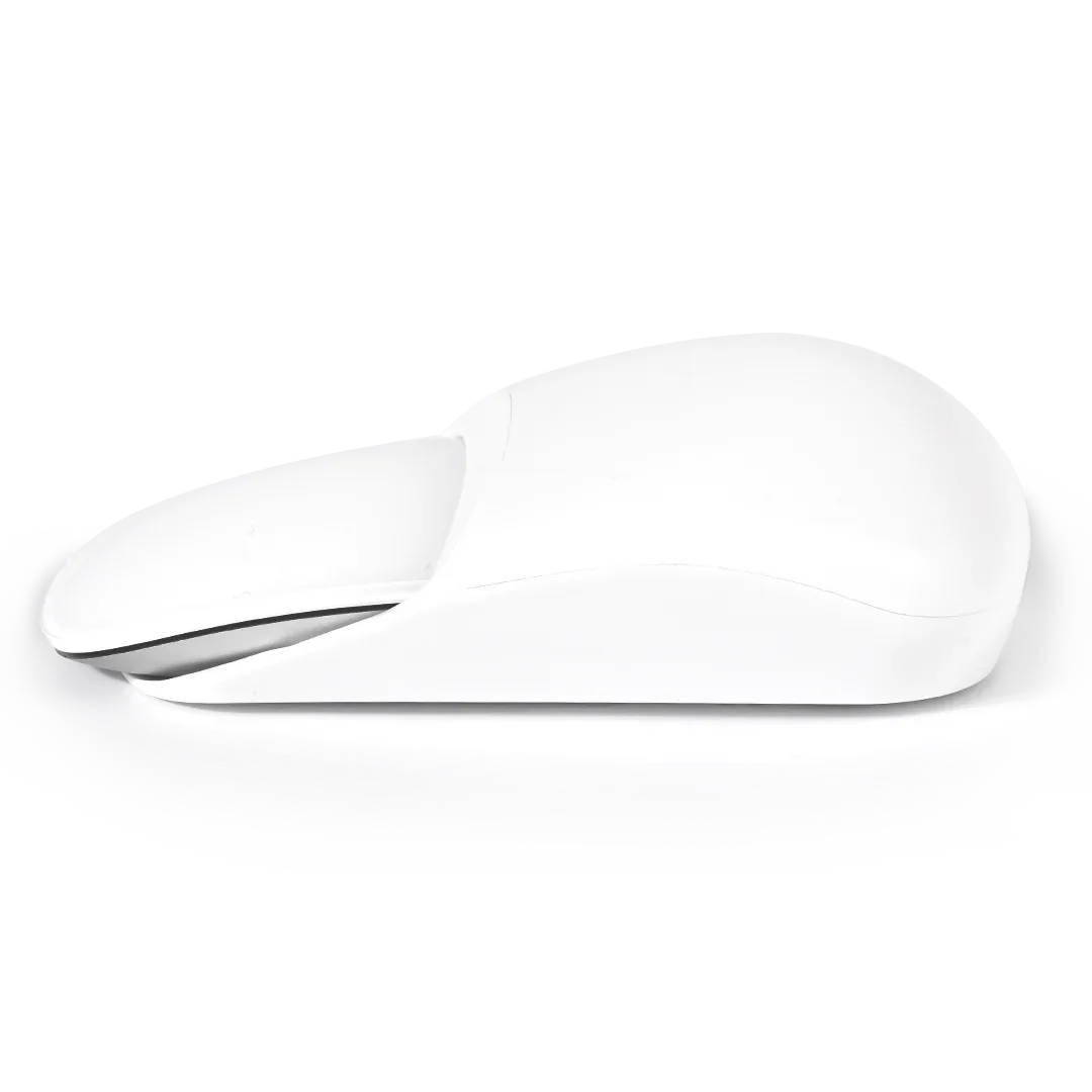 Top view of white and dark grey Ascrono Magic Mouse 2 Grips side by side showing color options.