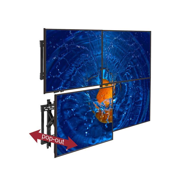 Landscape pop-out video wall mount bracket for 45-70 inch TVs, showing mounting mechanism and pop-out feature