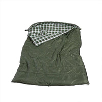 Double sleeping bag unzipped into two individual sleeping bags side by side.