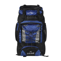 Side angle showing zipped pockets and durable design of waterproof tactical hiking backpack.