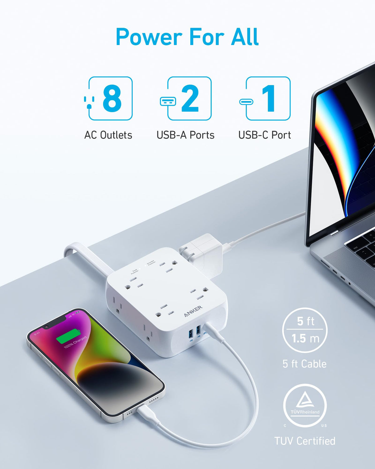 Anker 341 USB Power Strip - product view 2