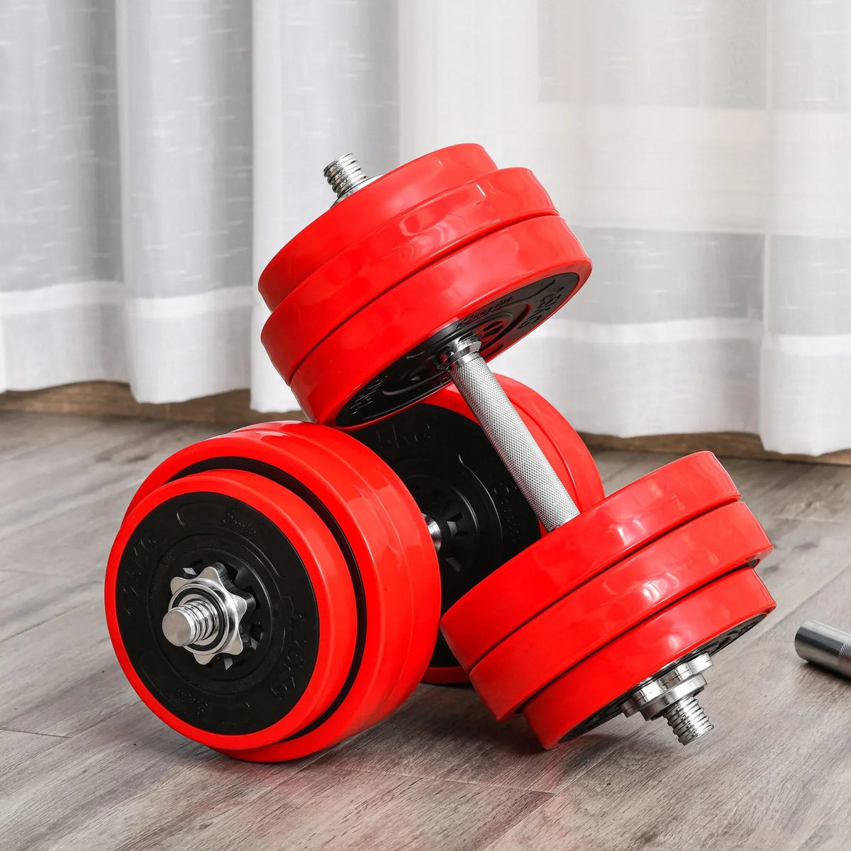 Soozier 66lbs Two-In-One Dumbbell & Barbell Adjustable Set Strength - Snagva