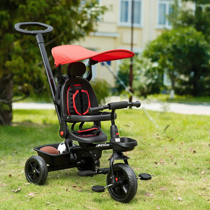 Qaba Baby Tricycle 4 In 1 Stroller w/ Reversible Angle Adjustable Seat - Snagva