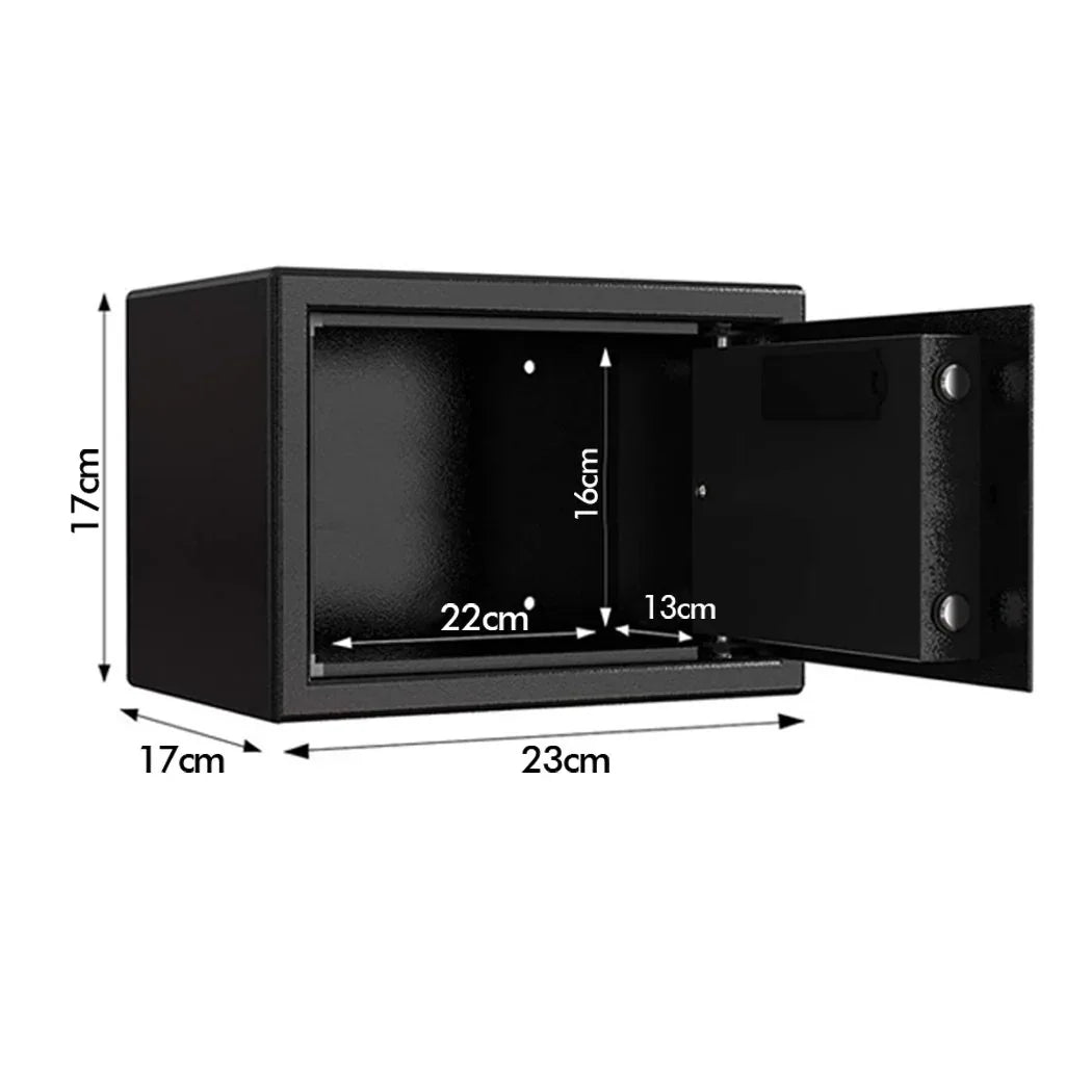Open electronic safe displaying empty interior perfect for cash or documents.