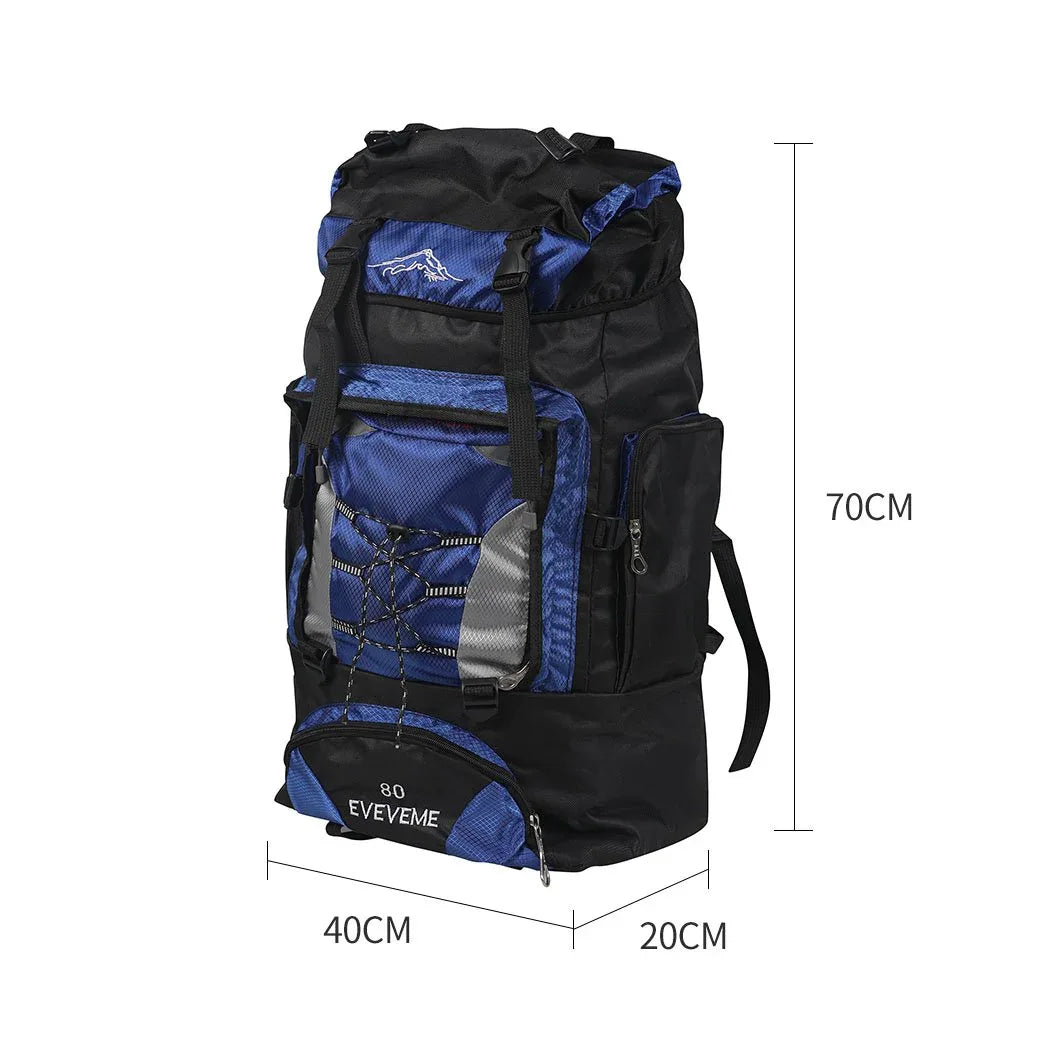 Top view displaying padded shoulder straps and breathable mesh back panel of hiking backpack.