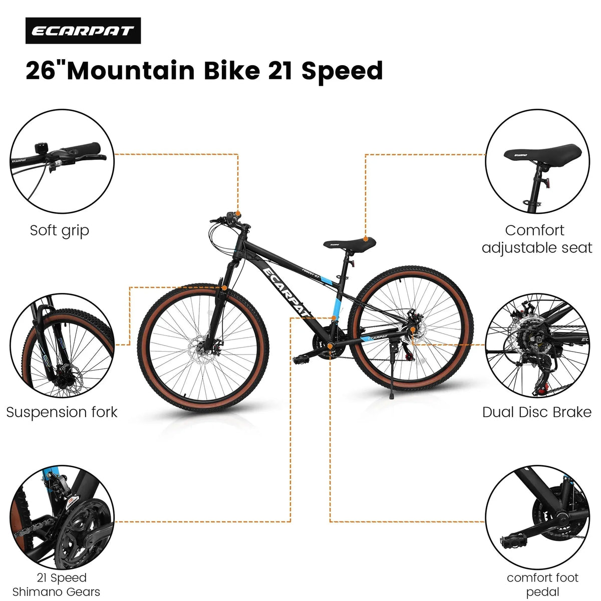 Carpat™ MTB Velocity 27 – 27.5" Aluminum Mountain Bike (21-Speed, - Snagva
