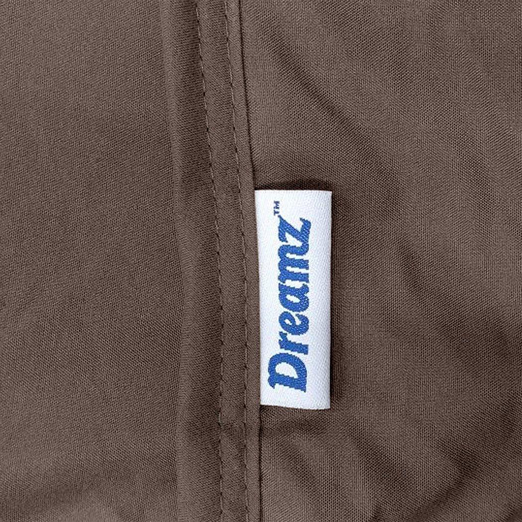 Removable duvet cover of mink weighted blanket partially unzipped to show inner fill material.