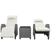 Outdoor Rattan Two-person Combination With Coffee Table, Adjustable,