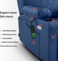 Petite Power Lift Recliner With Massage Blue USB Ports