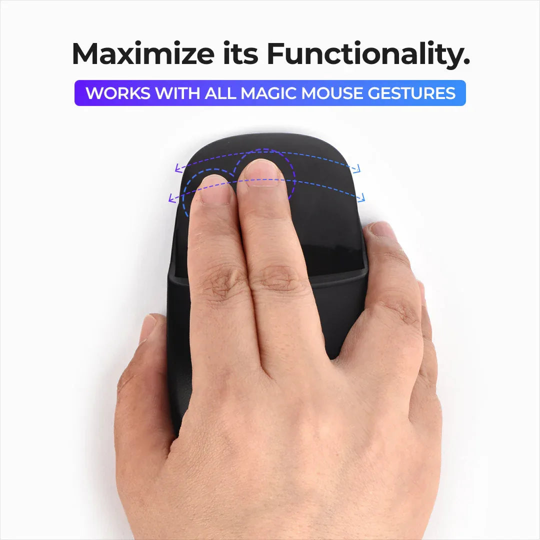 White Magic Mouse Grip serving as protective case while mounted on Apple Magic Mouse.