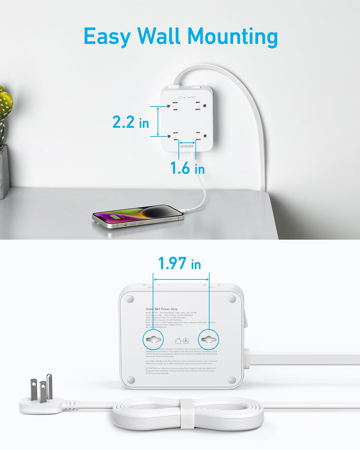 Anker 341 USB Power Strip - product view 6