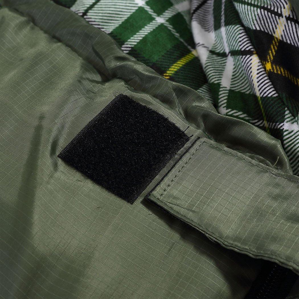 Sleeping bag's zipper detail showing smooth design for conversion into two bags.