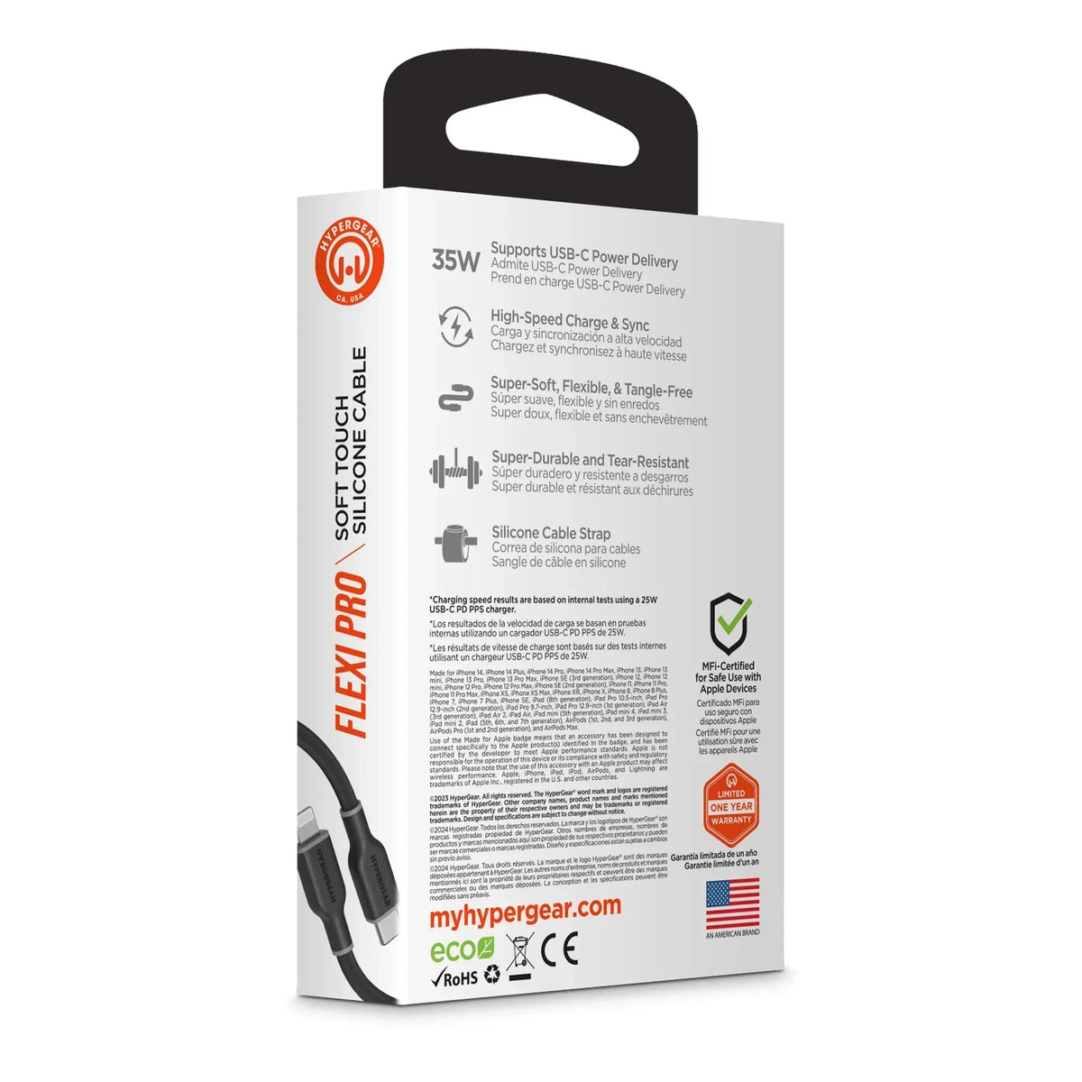 HyperGear Flexi PRO USB-C to Lightning Cable 6ft - Snagva
