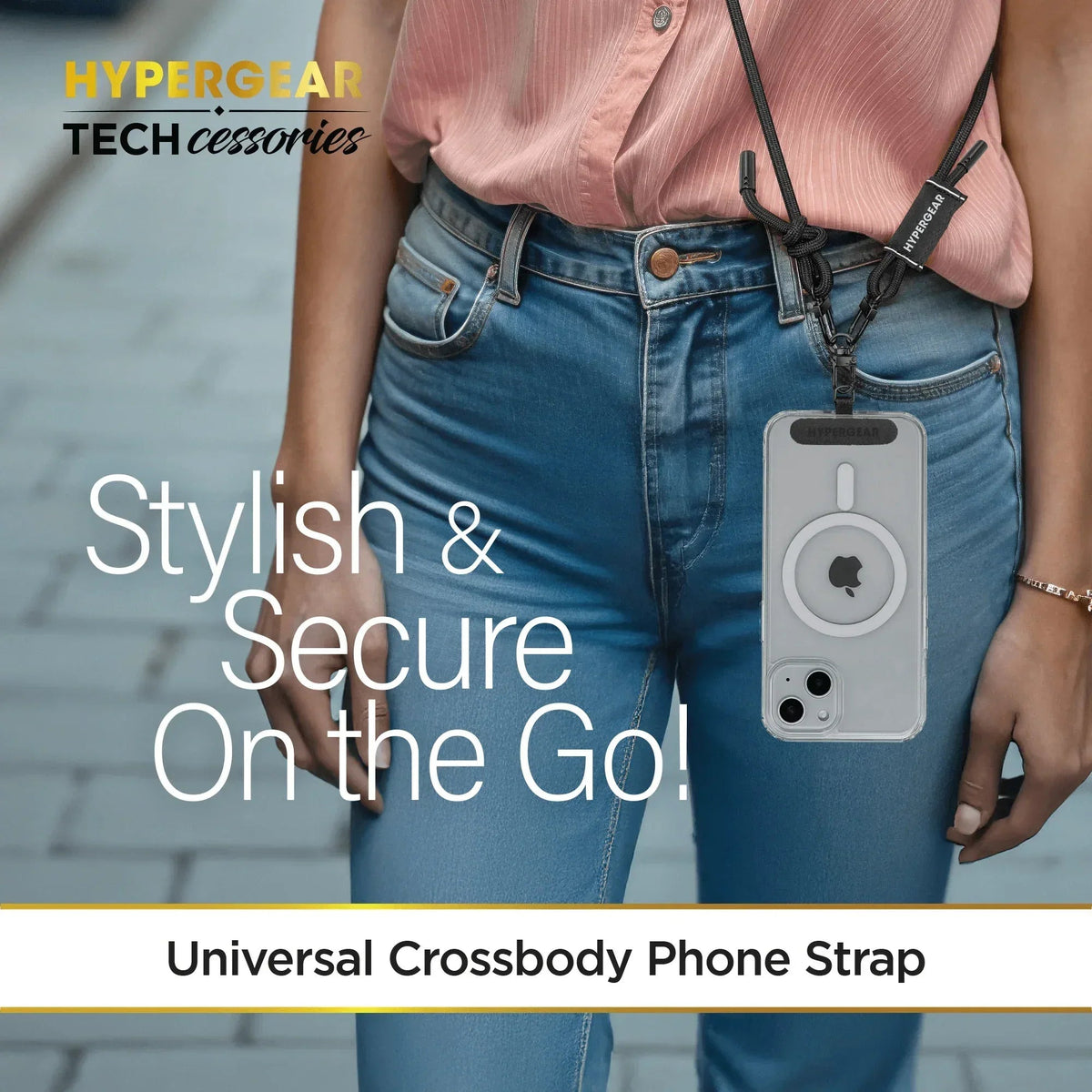 HyperGear TECHcessories Black Braided Rope Universal Crossbody Phone - Snagva