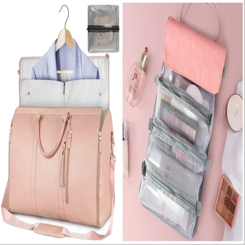 Large Capacity Travel Duffle Bag Women's Handbag Folding Suit Bag Waterproof Clothes Totes - Snagva