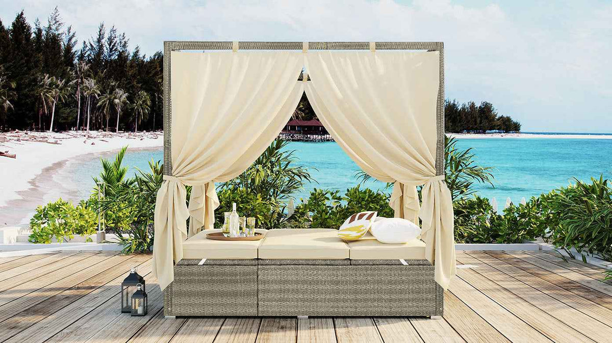 Adjustable Sun Bed With Curtain,High Comfort,With 3 Colors