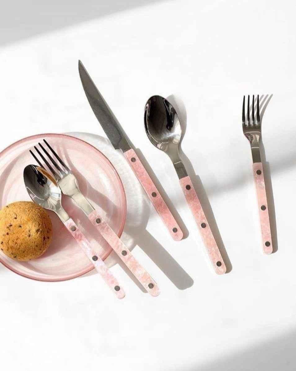 Set of 10 Sleek Modern Pinky Elegant Salt Lake Flatware Cutlery