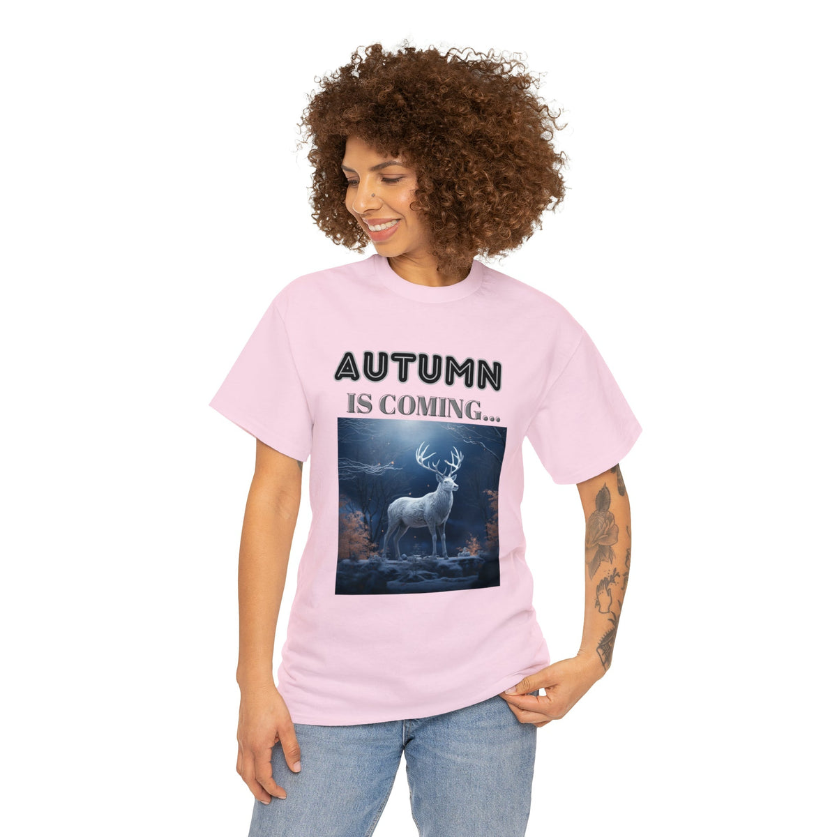 Autumn is coming: Fall Vibes T-shirts | Deer Drinking Brook Leaves Cha
