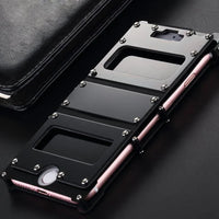 Black Steel Armour iPhone Case II highlighting textured nylon and stainless steel materials