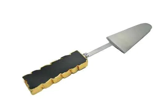 Black quartz handle cake server with elegant gold electroplated trim