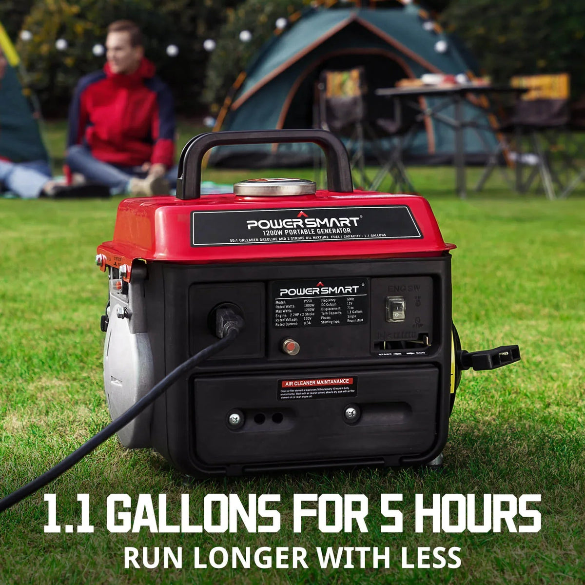 Portable generator set up outdoors with power cords connected