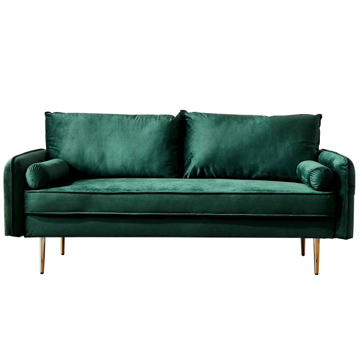 71'' Velvet Sofa,mid century couch with 2 throw pillows & pockets for