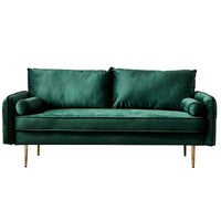 71'' Velvet Sofa,mid century couch with 2 throw pillows & pockets for