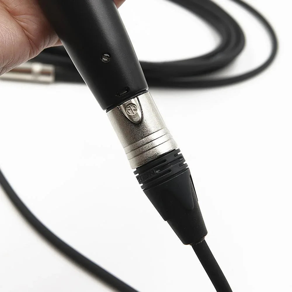 Close-up of a 2m Neutrik/Canare 6.5MM XLR microphone cable with durable connectors and strain relief.