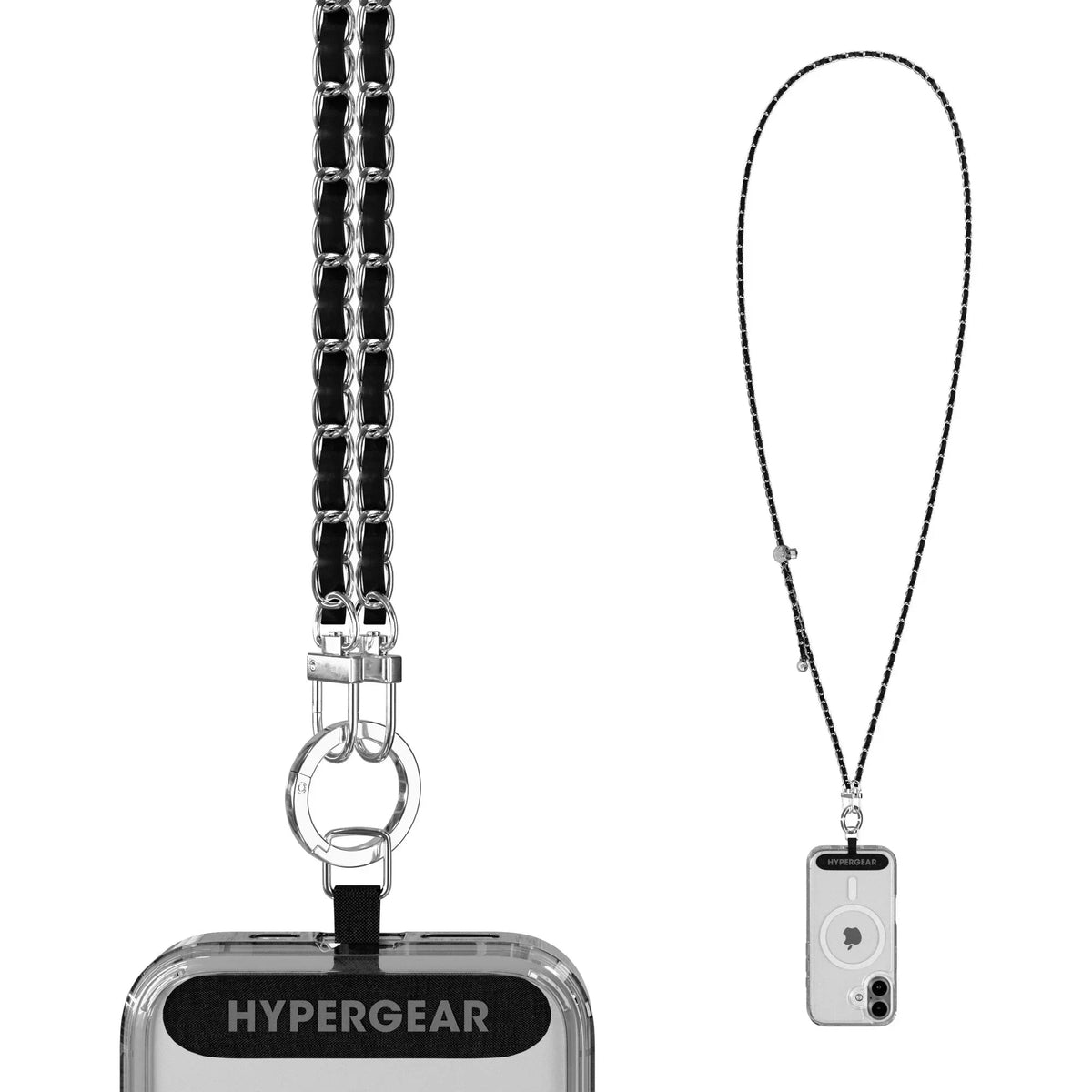 HyperGear TECHcessories Silver Chain with Black Vegan Leather - Snagva